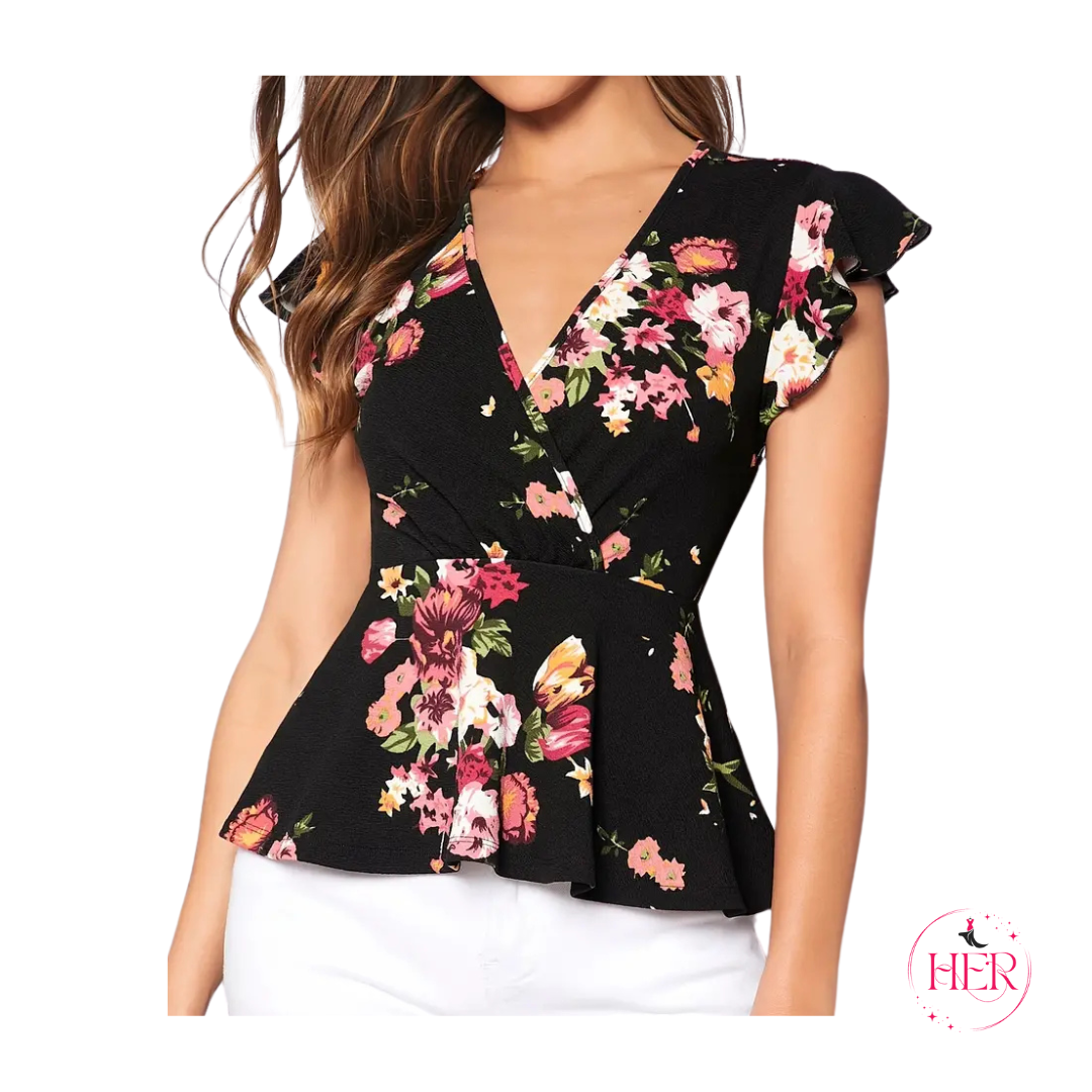 Floral Print Ruffle Top