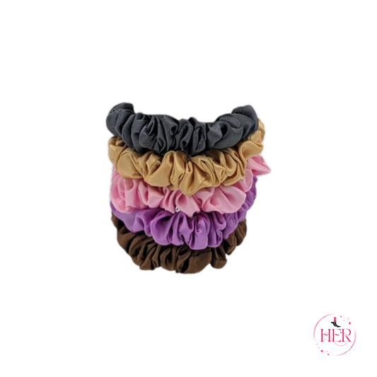 Mini Silk Hair Scrunchies - 5 Pcs