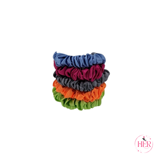 Mini Silk Hair Scrunchies - 5 Pcs