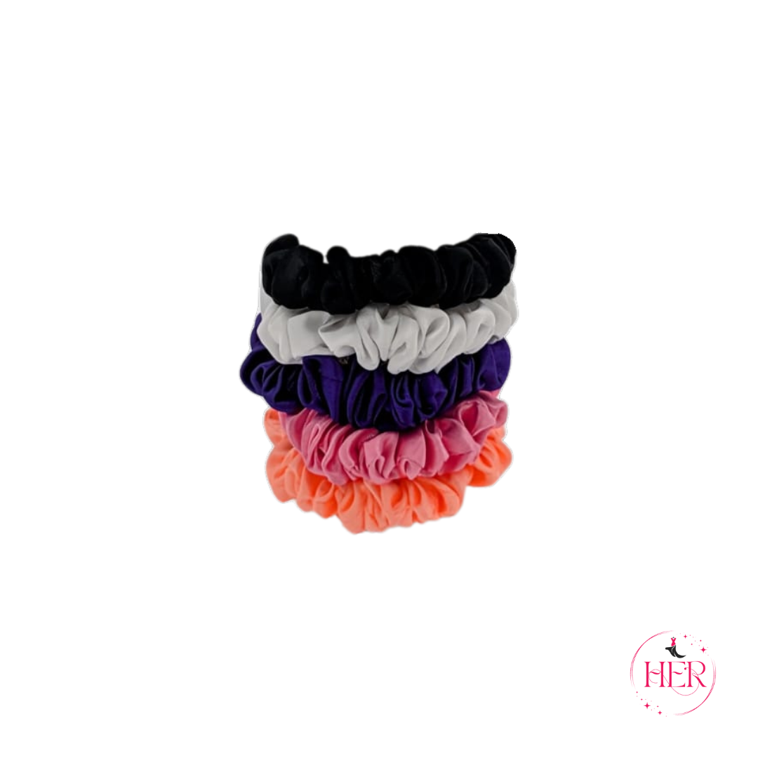 Mini Silk Hair Scrunchies - 5 Pcs