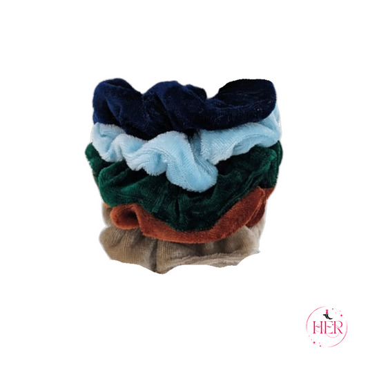 Velvet Hair Scrunchies - 5 Pcs