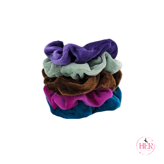 Velvet Hair Scrunchies - 5 Pcs