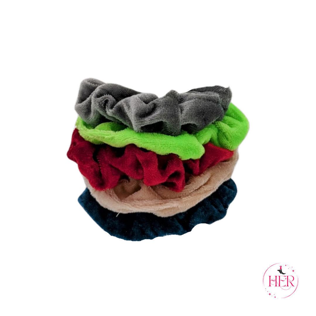 Velvet Hair Scrunchies - 5 Pcs