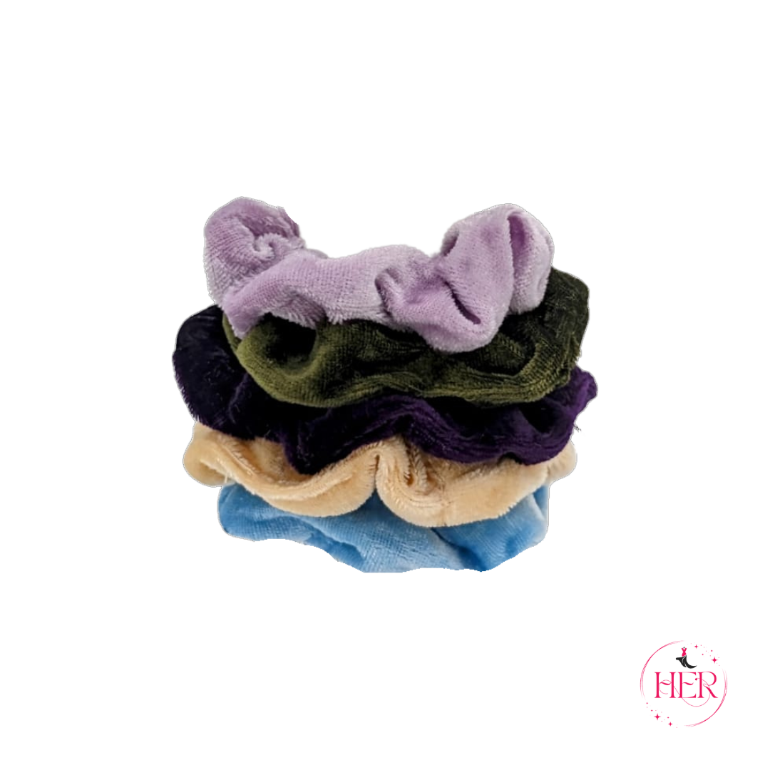 Velvet Hair Scrunchies - 5 Pcs