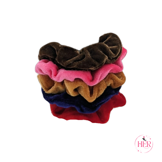 Velvet Hair Scrunchies - 5 Pcs