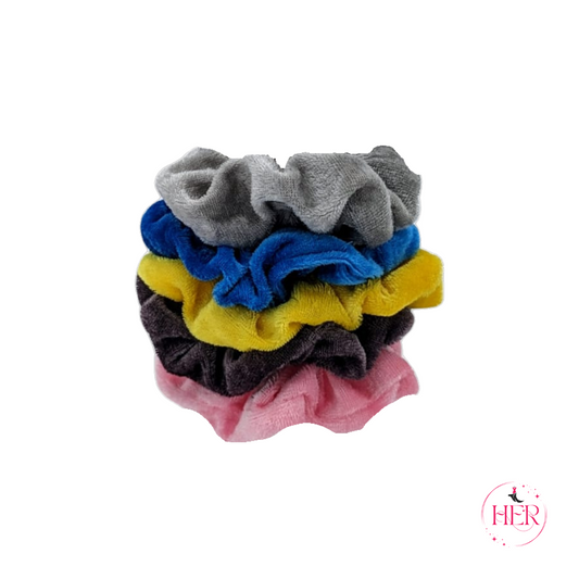 Velvet Hair Scrunchies - 5 Pcs