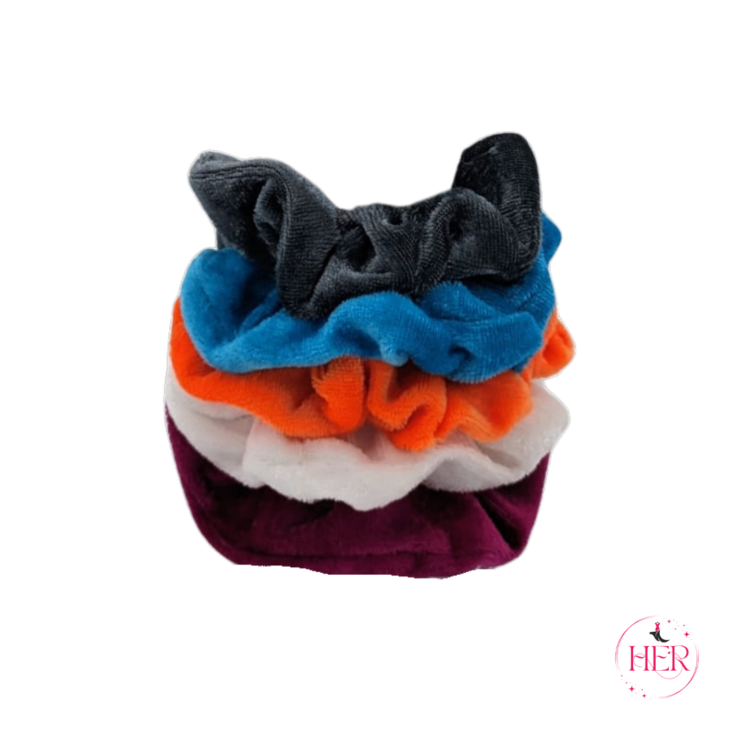 Velvet Hair Scrunchies - 5 Pcs